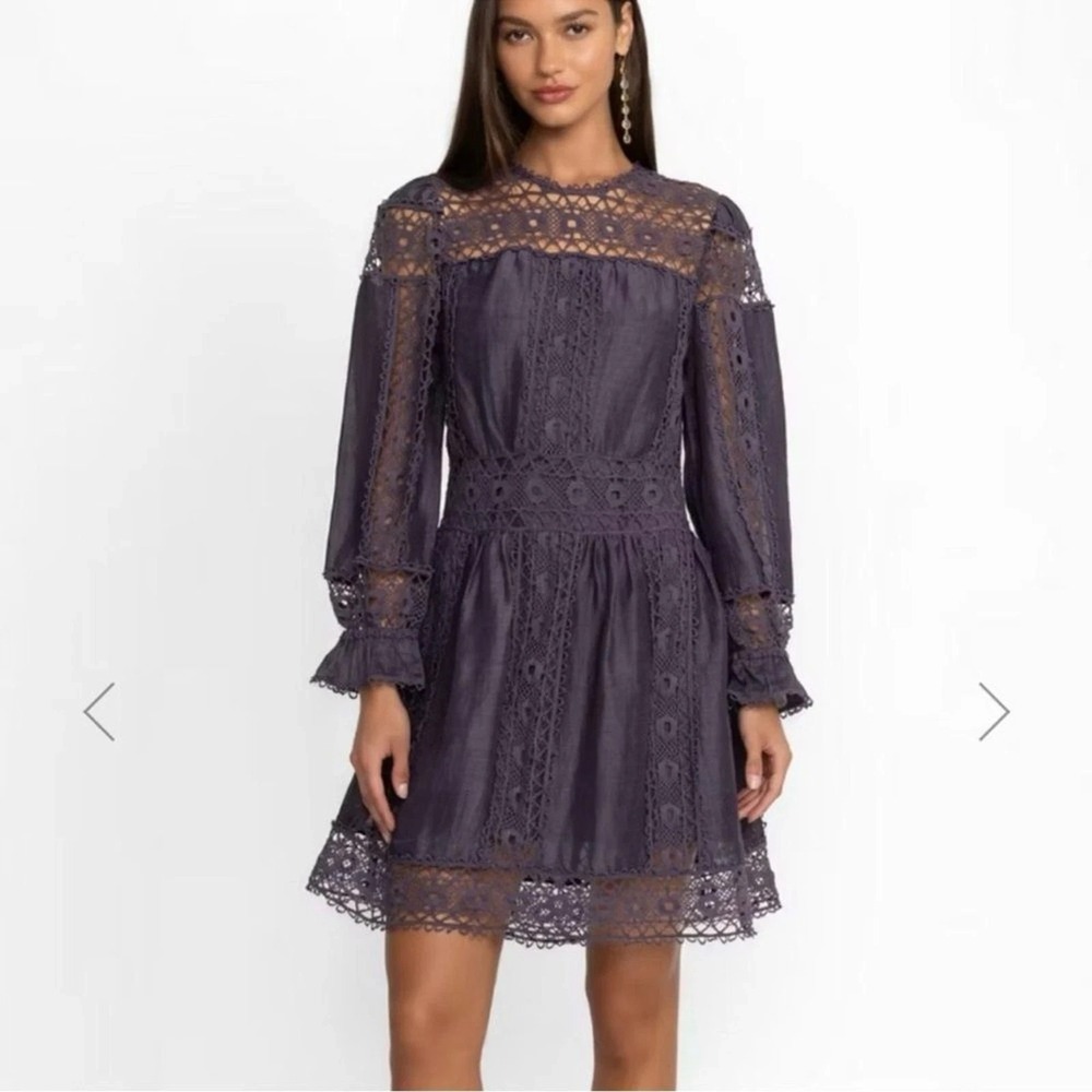 Johnny Was Jade NWT‎ $385 Mitska Purple Lace Mini Dress Size XS